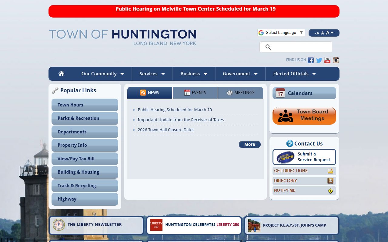 Town of Huntington official website for Huntington background check information