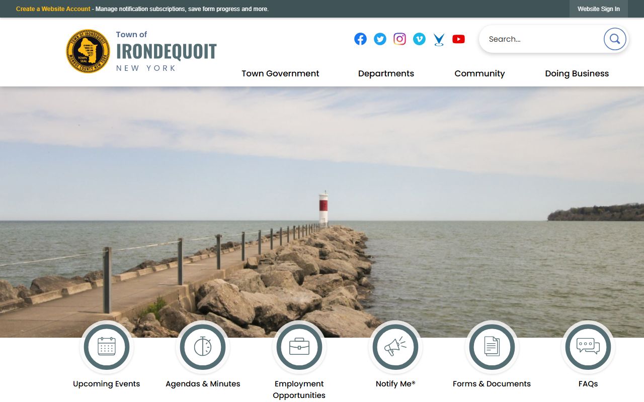 Town of Irondequoit official website for background check information