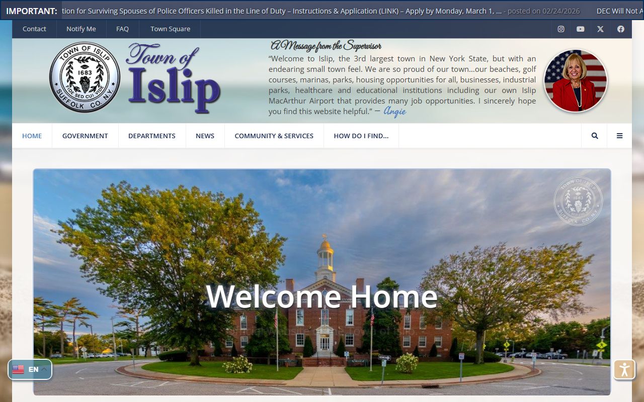 Town of Islip official website for Islip background check information