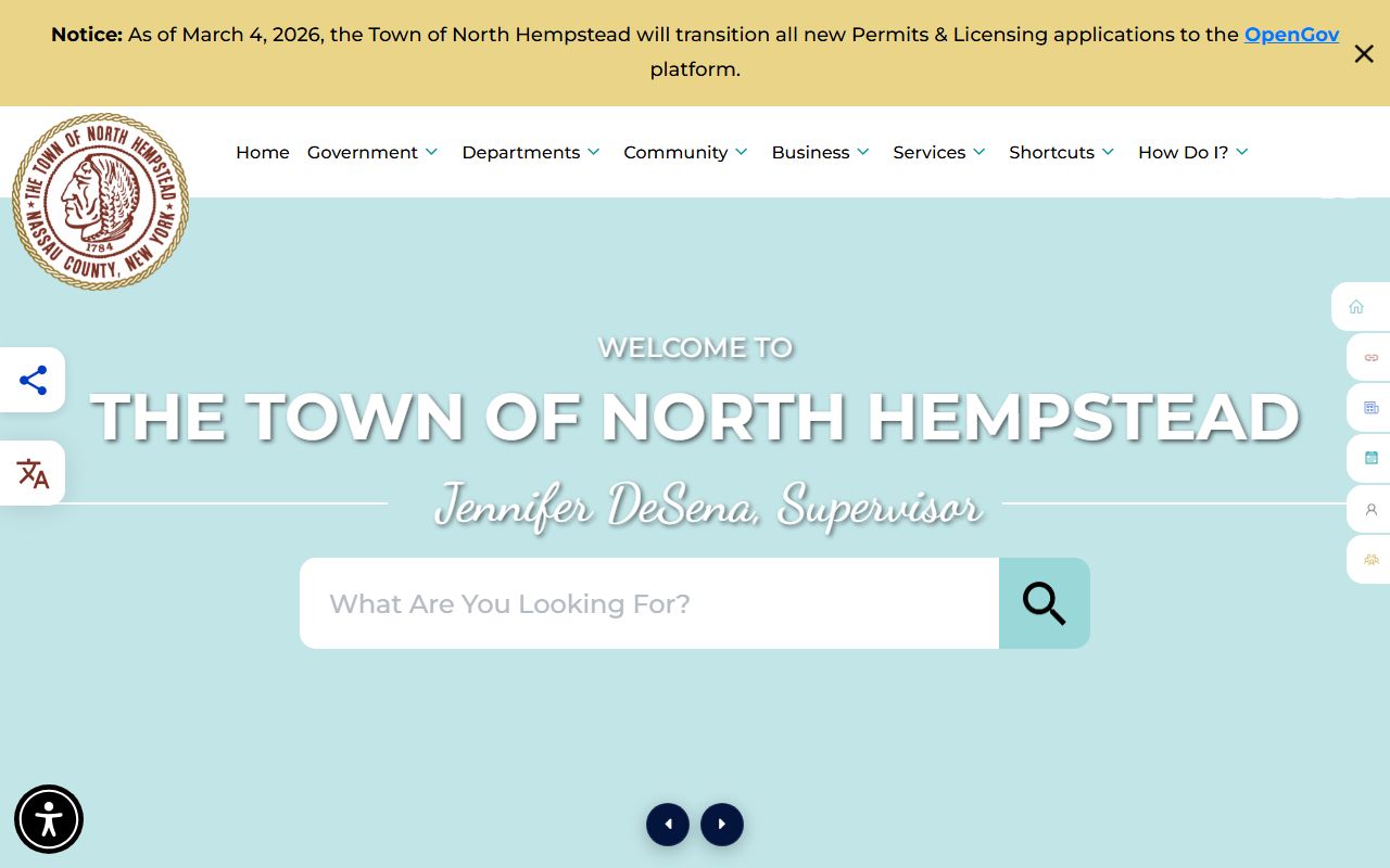 Town of North Hempstead official website for background check information