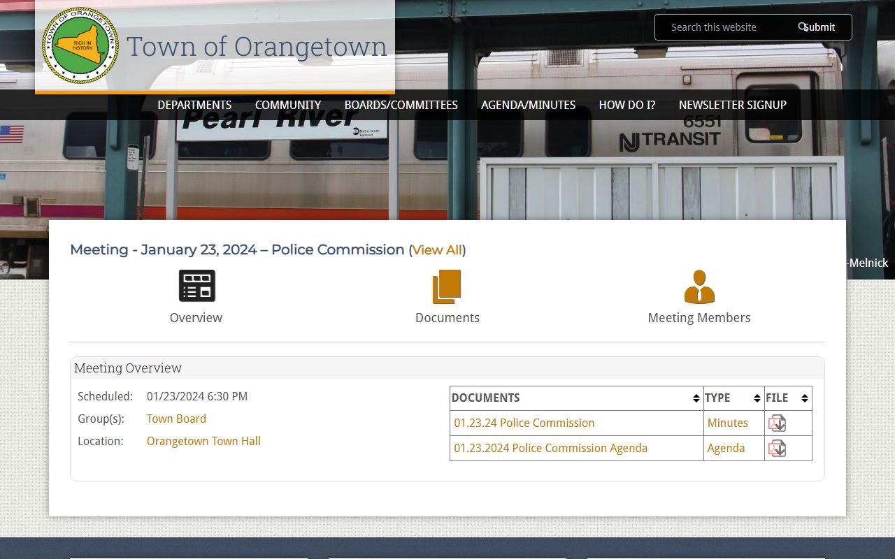 Orangetown Police Department for background check records requests