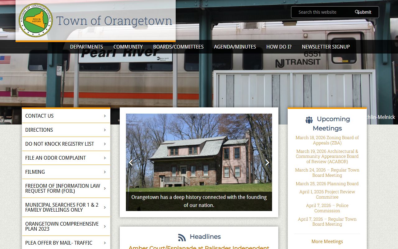Town of Orangetown official website for background check information