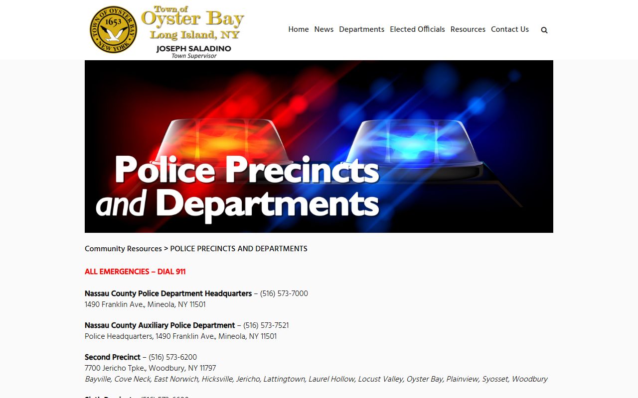 Oyster Bay Police Department website for background check record requests