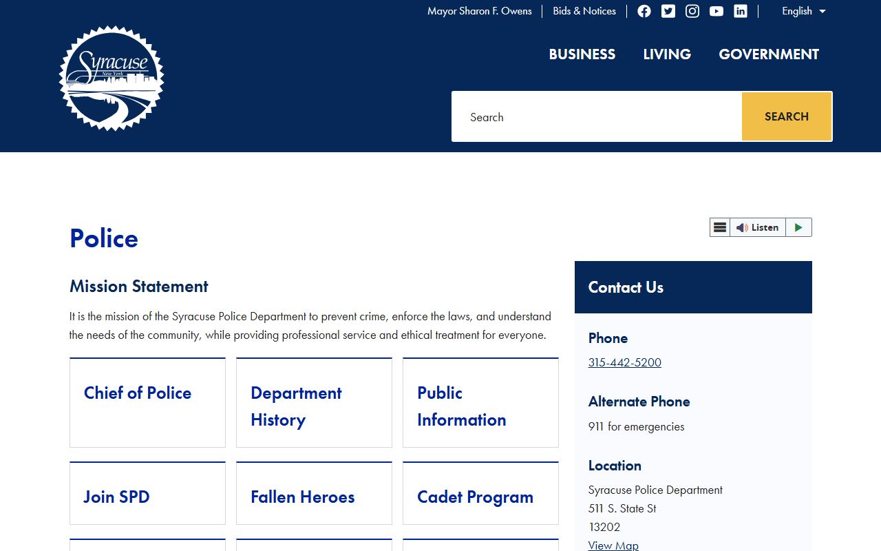 Syracuse Police Department office used for local background check inquiries