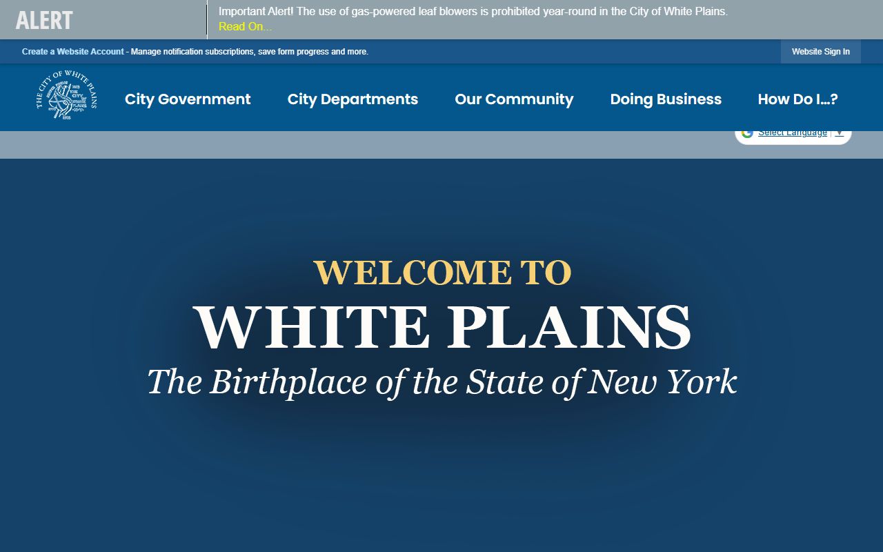 City of White Plains official website for background check information