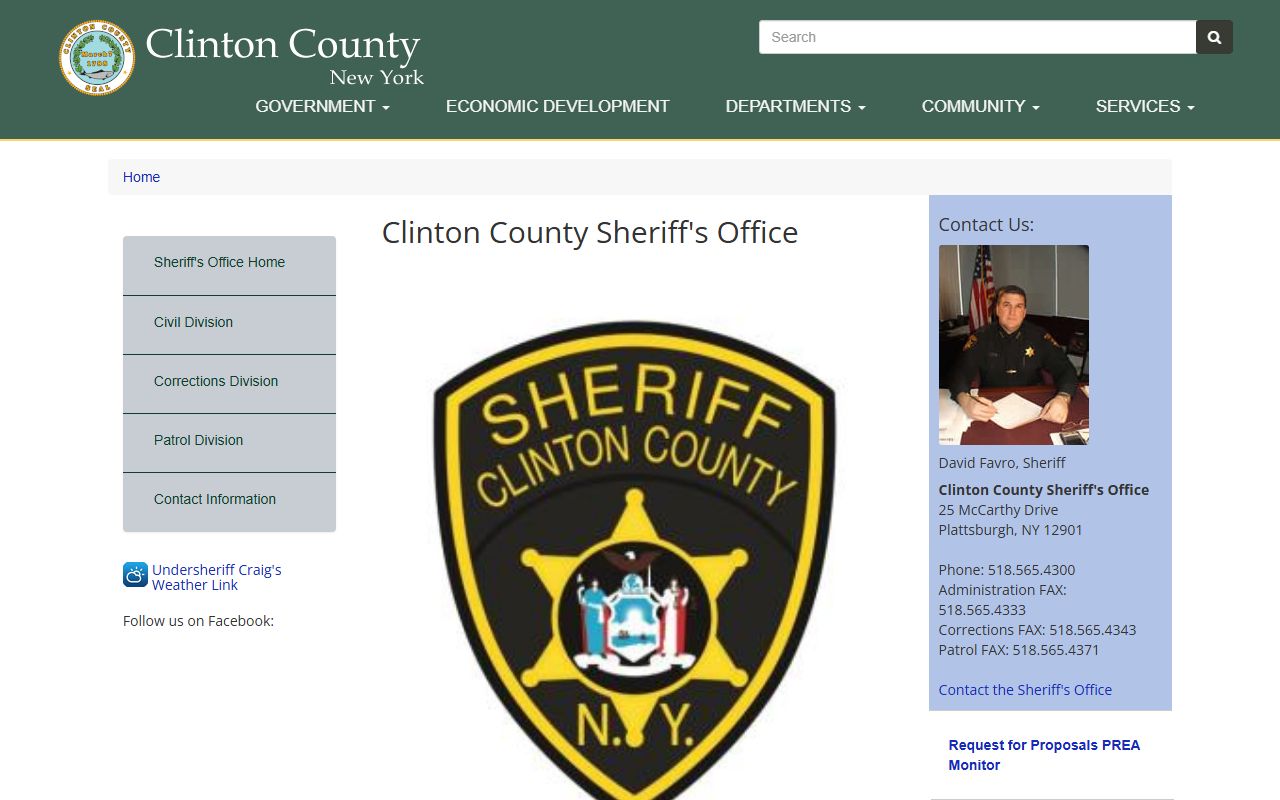 Clinton County Sheriff office for background check and arrest record searches in Plattsburgh