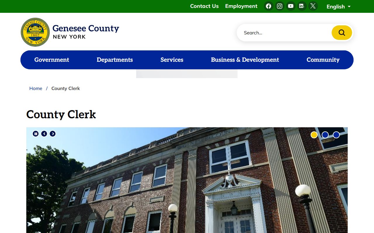 Genesee County Clerk office in Batavia for background check record searches