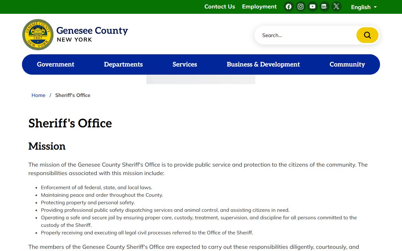 Genesee County Sheriff's Office providing law enforcement records for background checks