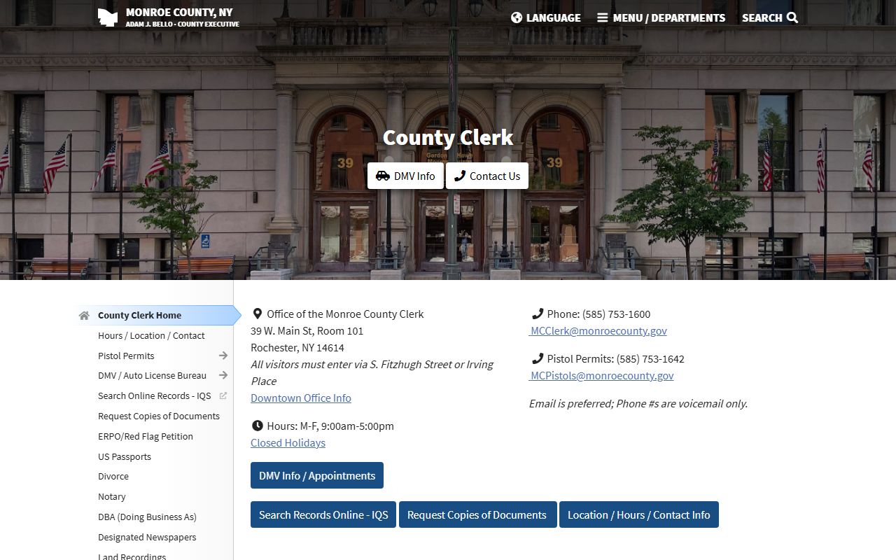 Monroe County Clerk office in Rochester for background check record searches