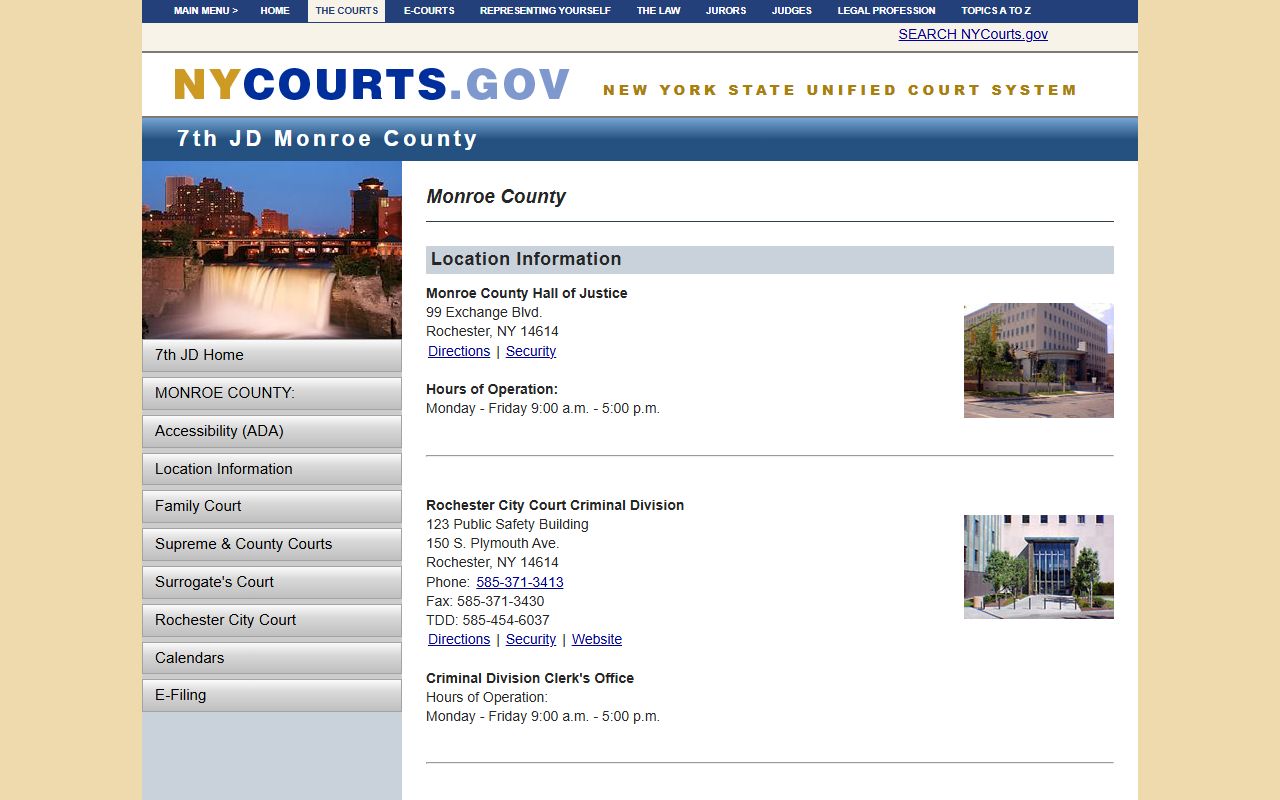 Monroe County court system in Rochester for background check searches