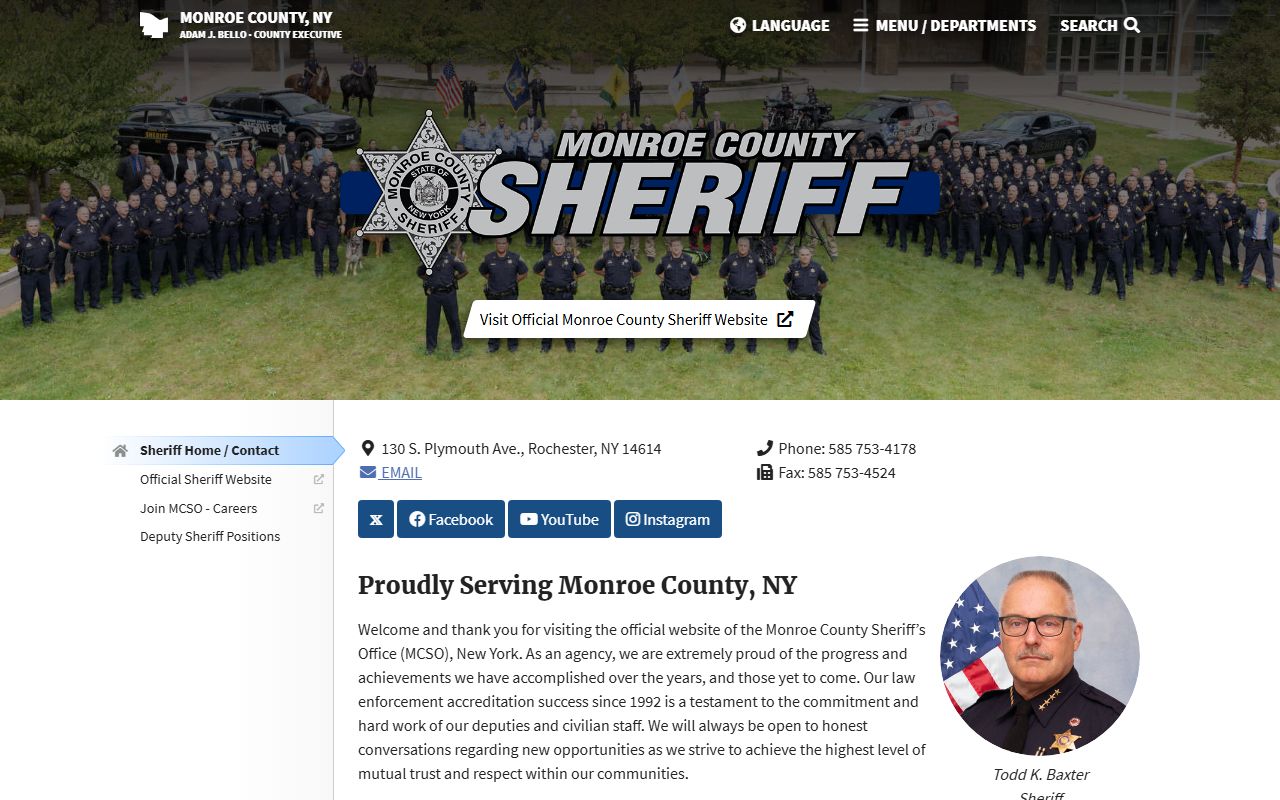 Monroe County Sheriff office for law enforcement and background check records
