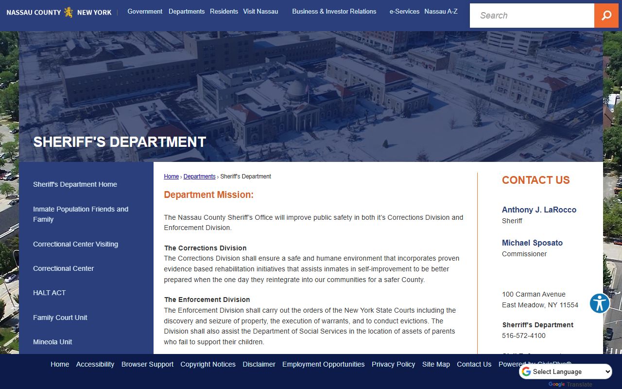 Nassau County Sheriff office for law enforcement and background check records