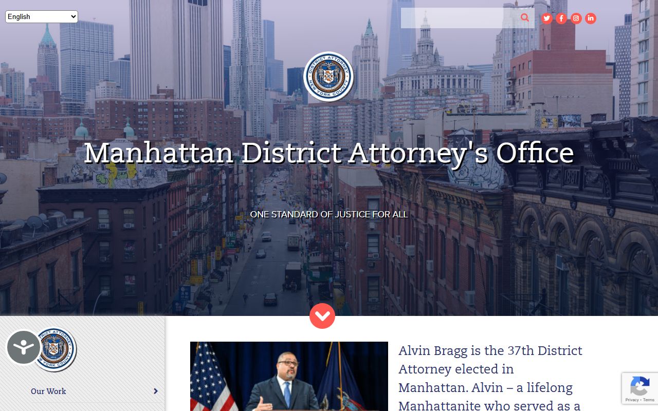 Manhattan District Attorney office for New York County background check records
