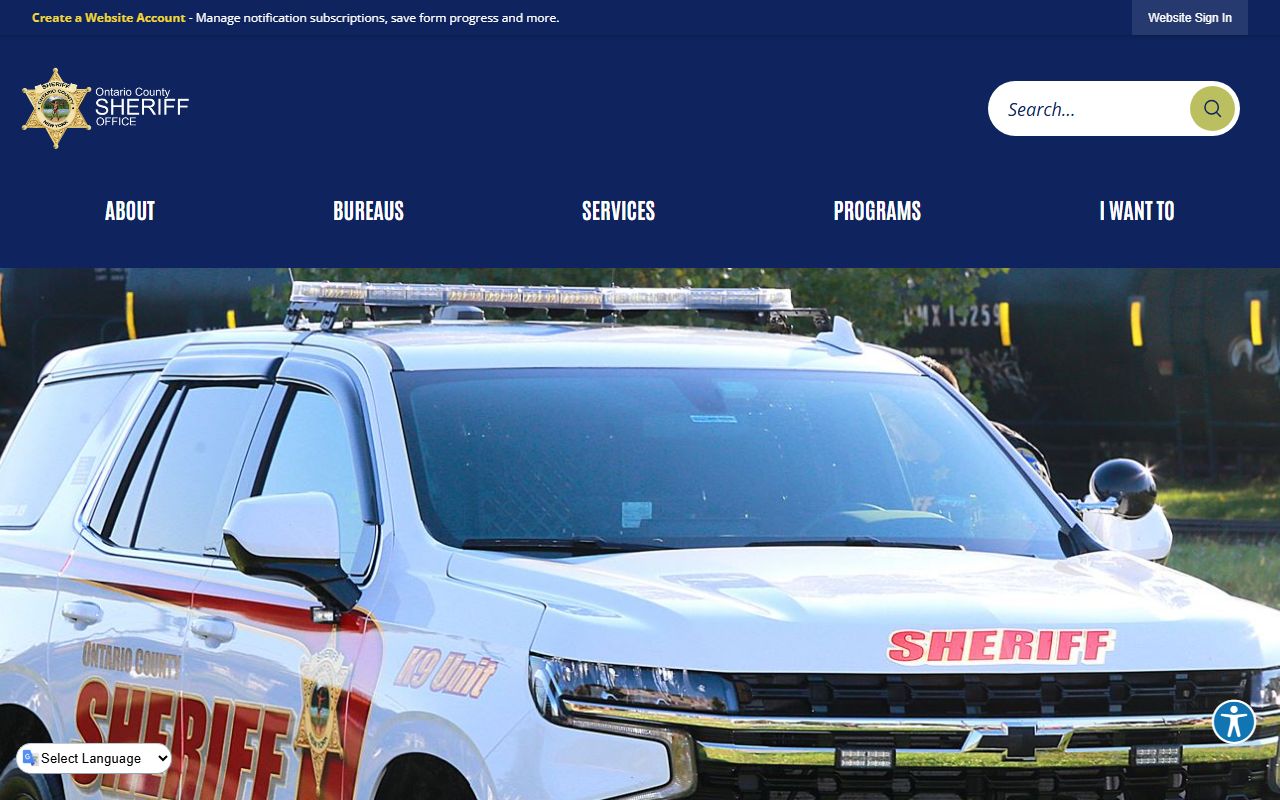 Ontario County Sheriff office for background check and arrest records