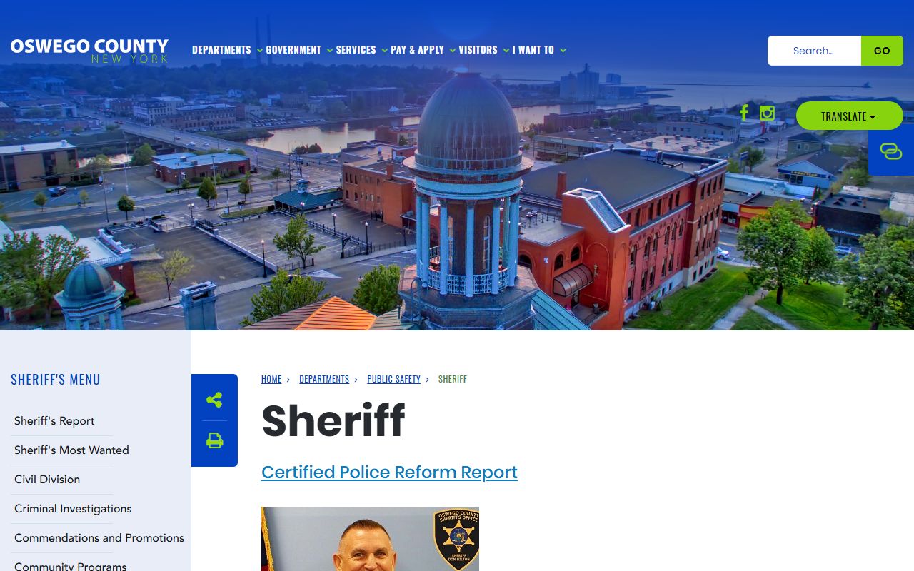 Oswego County Sheriff office for background check and arrest records
