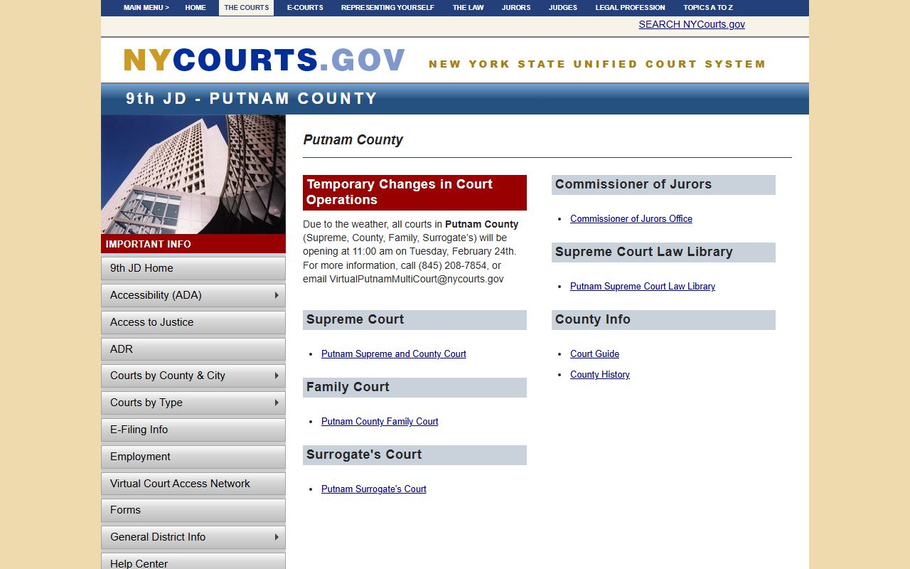 Putnam County Courts in Carmel for background check records