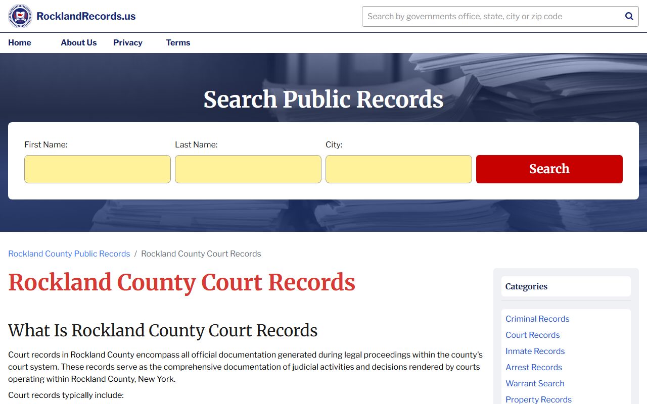 Rockland County Supreme and County Court in New City for background check records