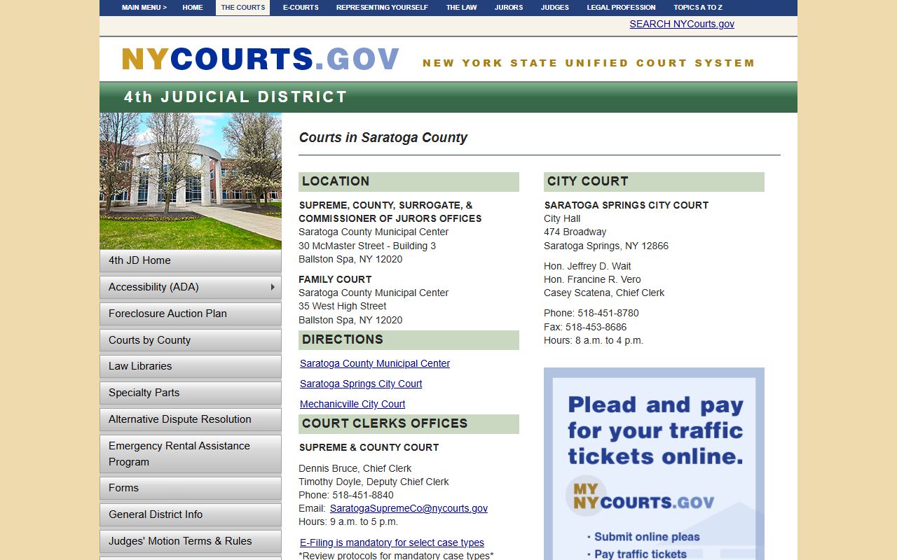 Saratoga County courts for background check records