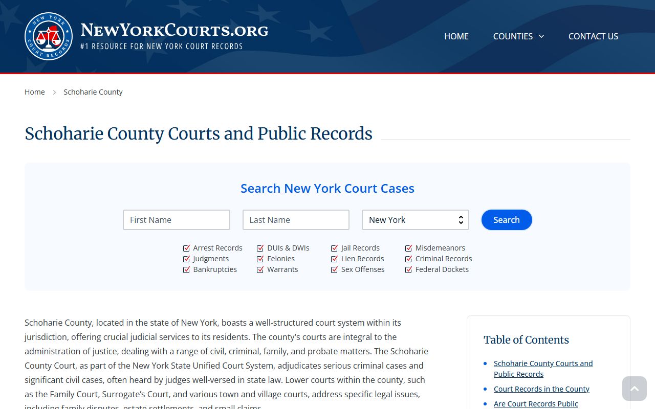 Schoharie County records office for background check information