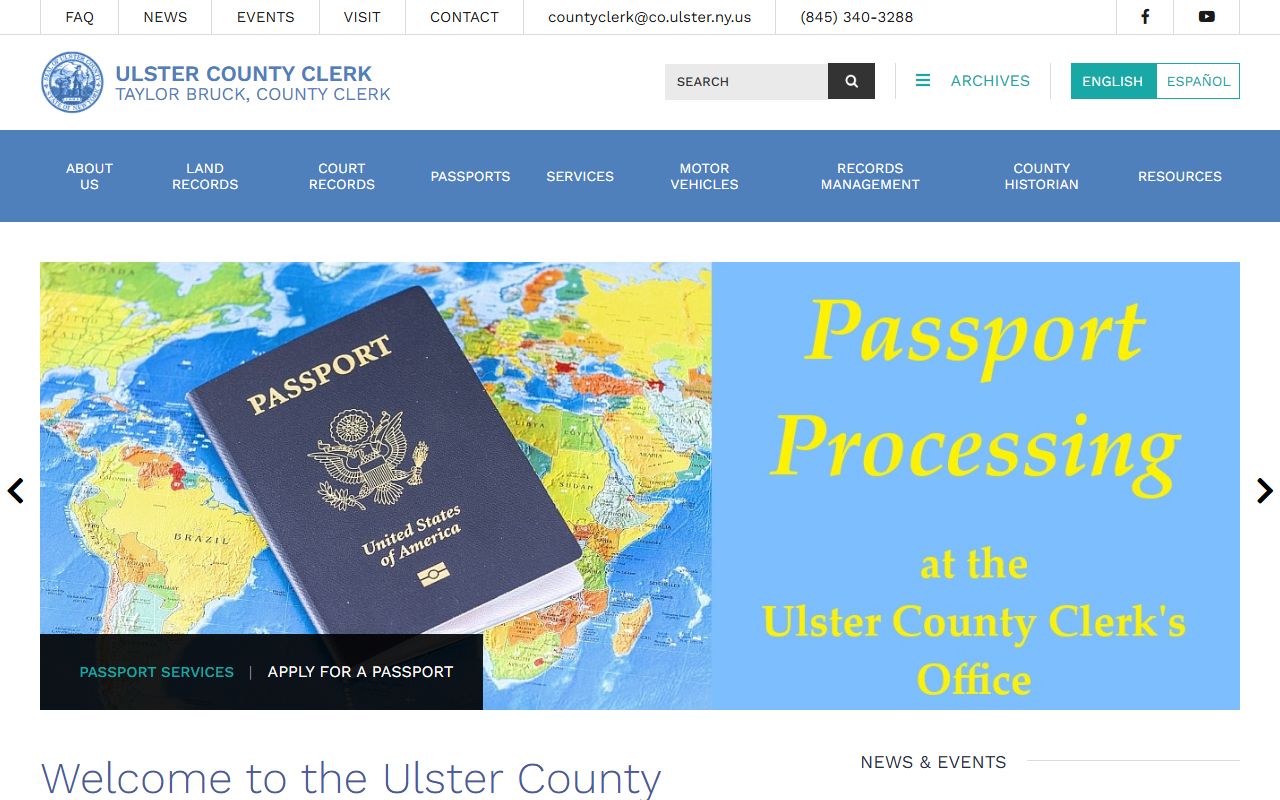 Ulster County Clerk office for background check records and court filings in Kingston