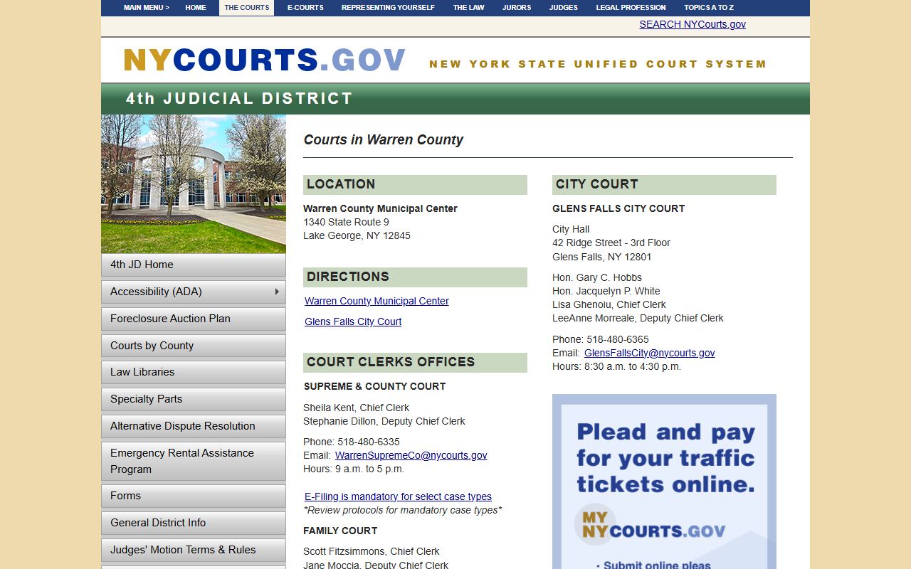 Warren County Courts for background check records and case information