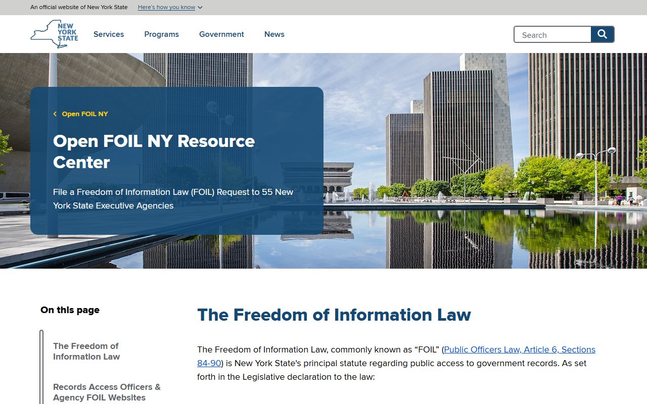 New York State FOIL public records request resource center